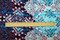 Purple-Aqua-Multi Poly Aztec Printed Momie Georgette Crepe Woven Fabric By the Yard